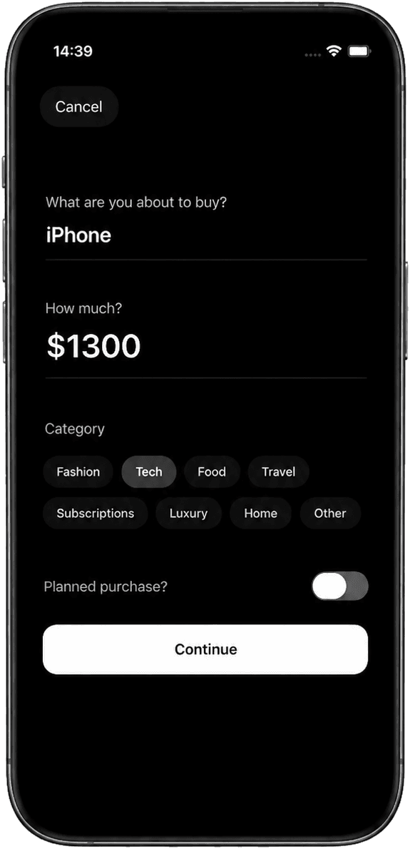 Axyom logging a purchase urge